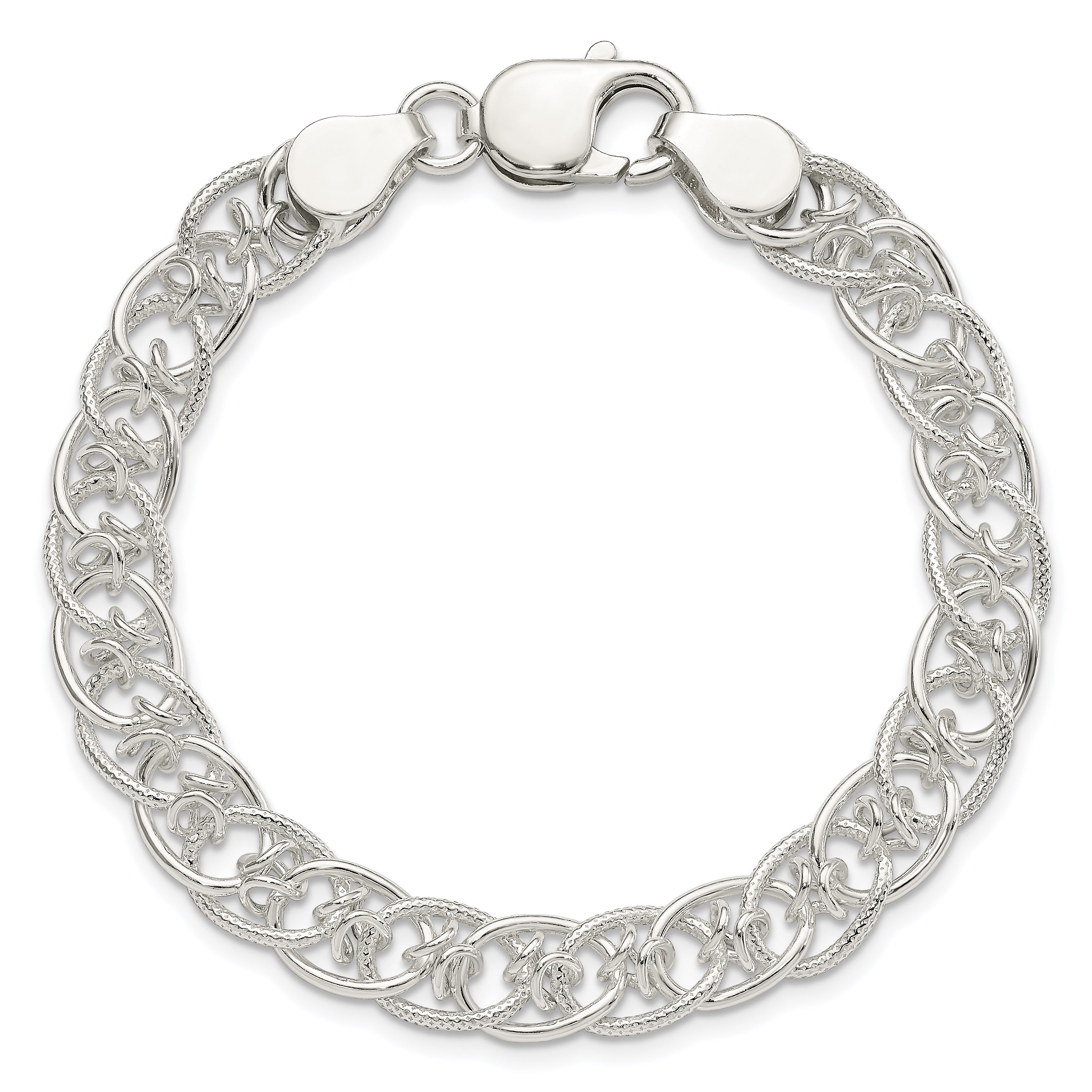 7.5 Inch Sterling Silver Polished And Textured Fancy