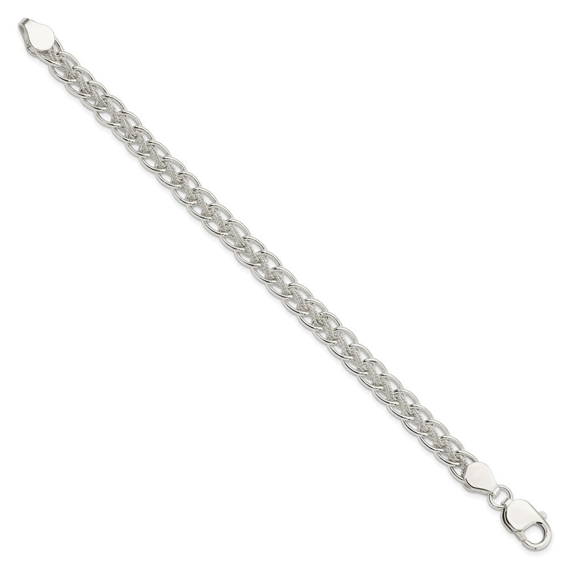 7.5 Inch Sterling Silver Polished And Textured Fancy Bracelet