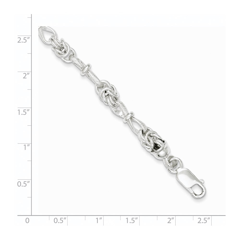 7.5 Inch Sterling Silver Polished And Textured Fancy Bracelet