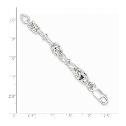 7.5 Inch Sterling Silver Polished And Textured Fancy Bracelet