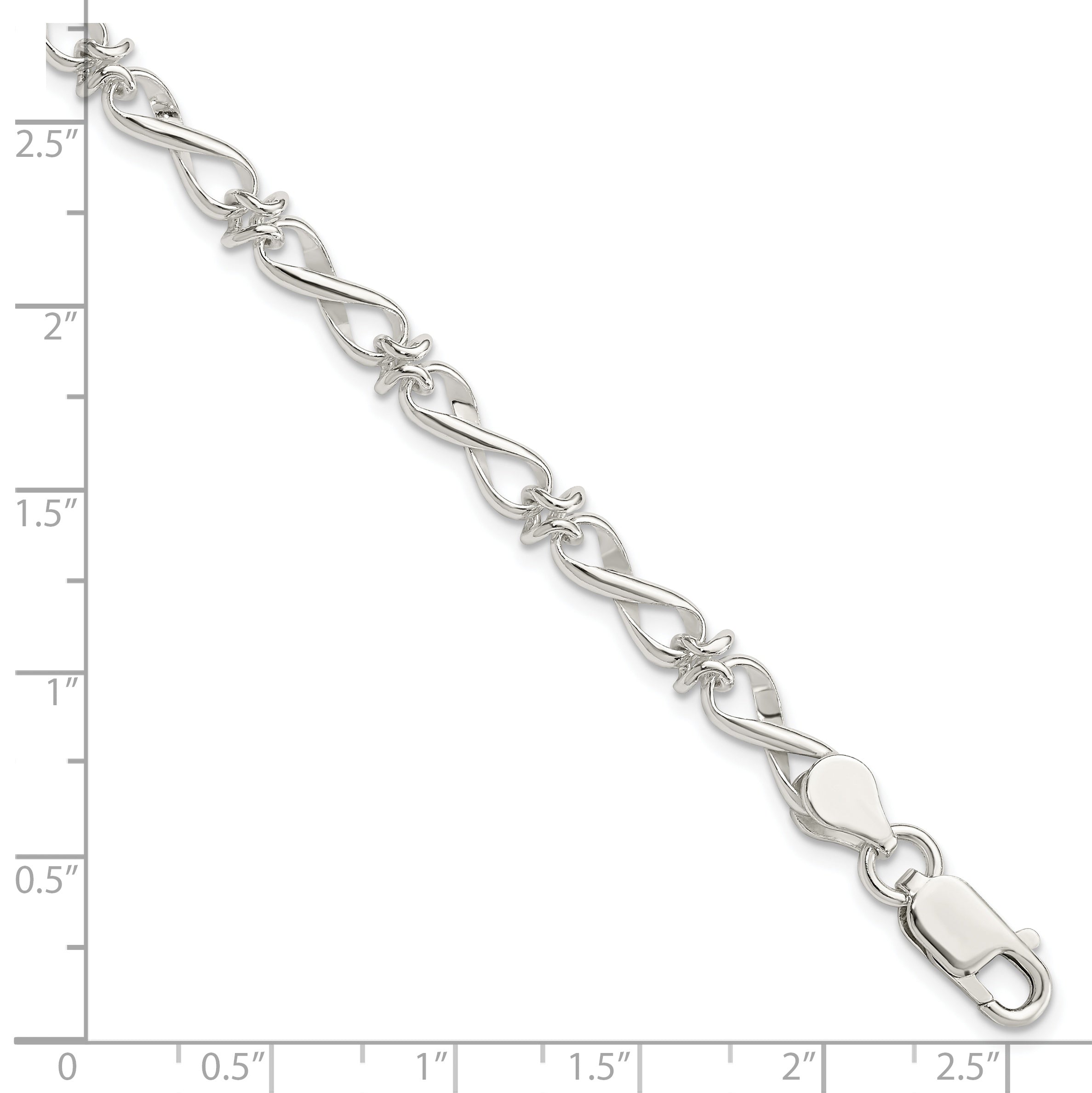 7.5 Inch Sterling Silver Polished Fancy Link Bracelet