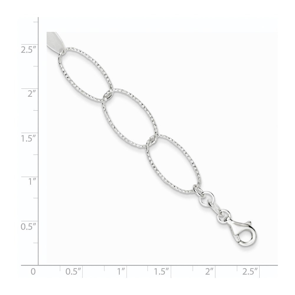 7.5 Inch Sterling Silver Polished And Textured Oval Link Bracelet