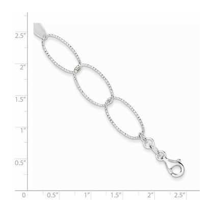 7.5 Inch Sterling Silver Polished And Textured Oval Link Bracelet