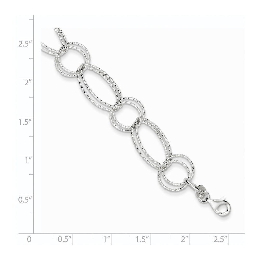 7 Inch Sterling Silver Textured Double Link Bracelet