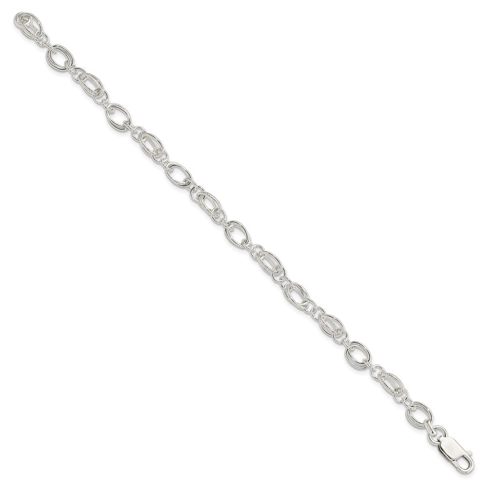 7.5 Inch Sterling Silver Polished And Textured 5.5mm Fancy Bracelet