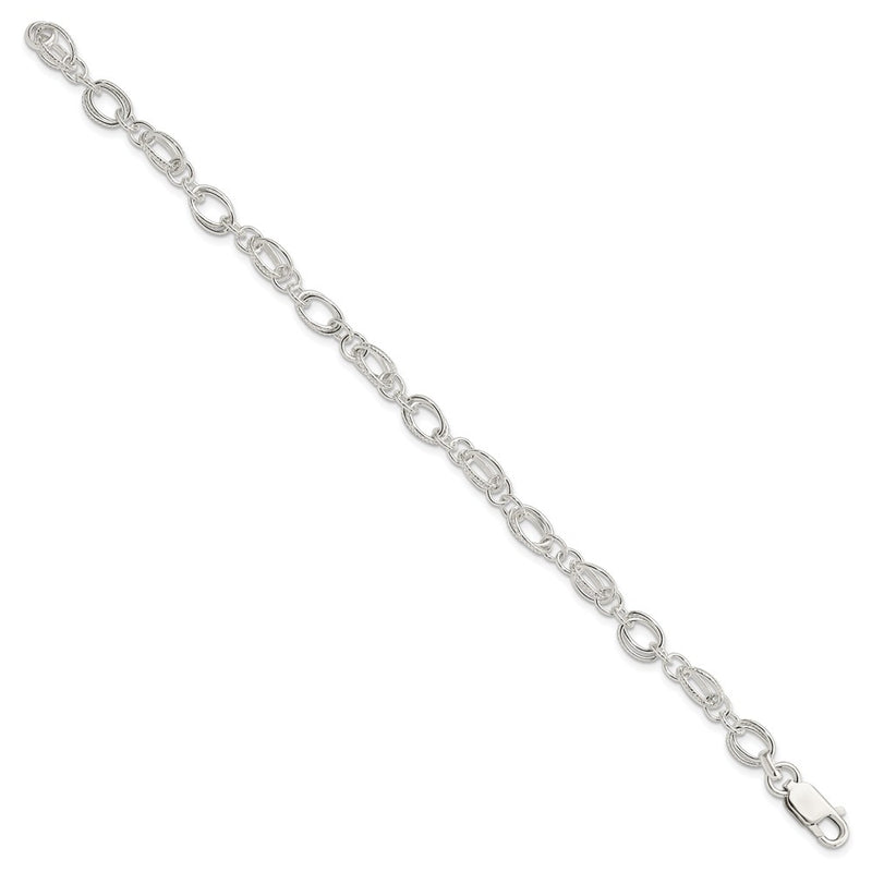 7.5 Inch Sterling Silver Polished And Textured 5.5mm Fancy Bracelet