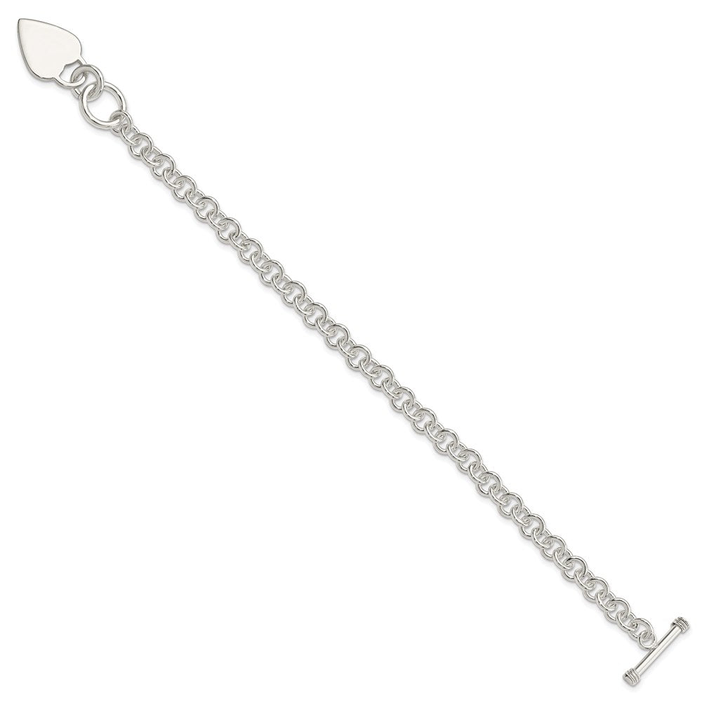 7.5 Inch Sterling Silver Polished Heart Bracelet