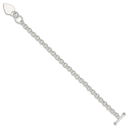 7.5 Inch Sterling Silver Polished Heart Bracelet