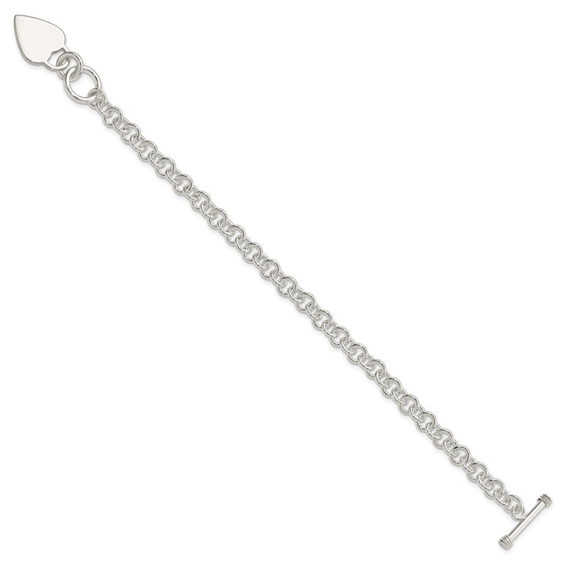 7.5 Inch Sterling Silver Polished Heart Bracelet