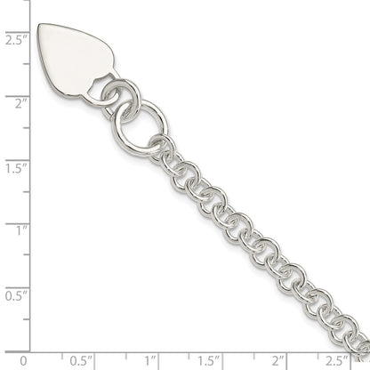 7.5 Inch Sterling Silver Polished Heart Bracelet