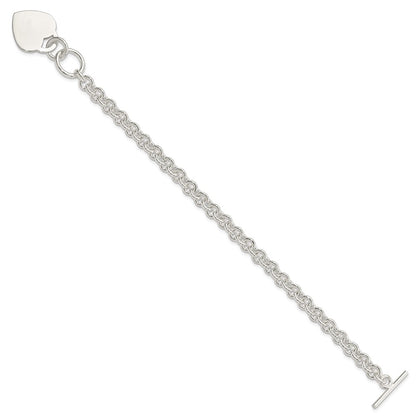 8.5 Inch Sterling Silver Polished Engraveable Heart Bracelet