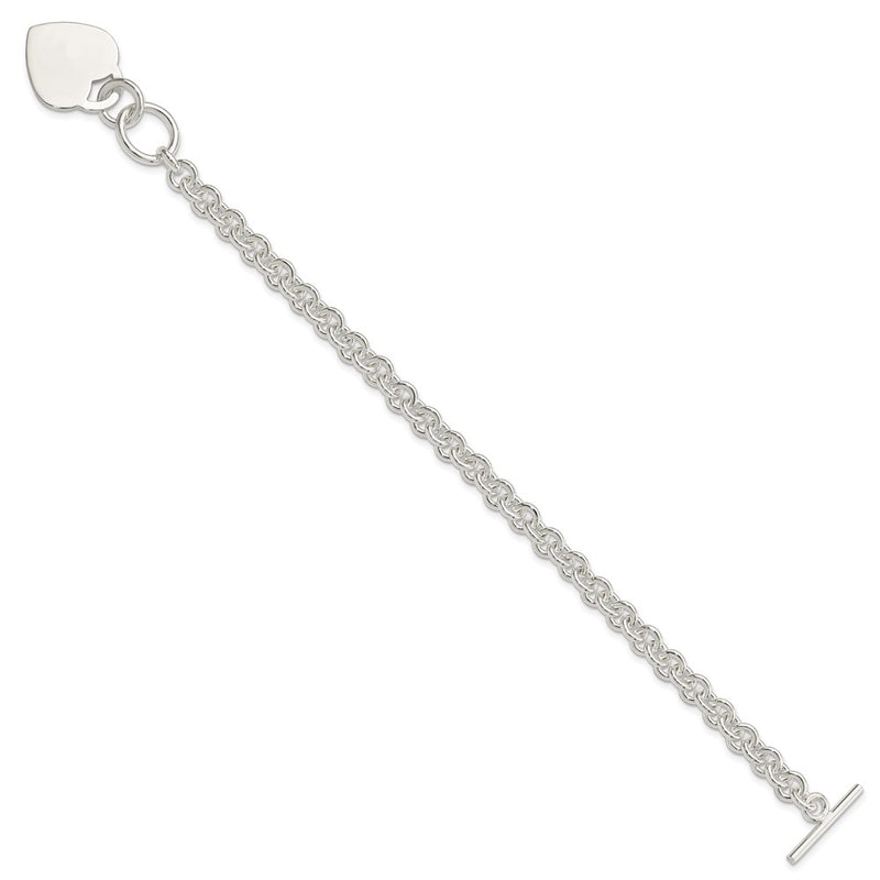 8.5 Inch Sterling Silver Polished Engraveable Heart Bracelet