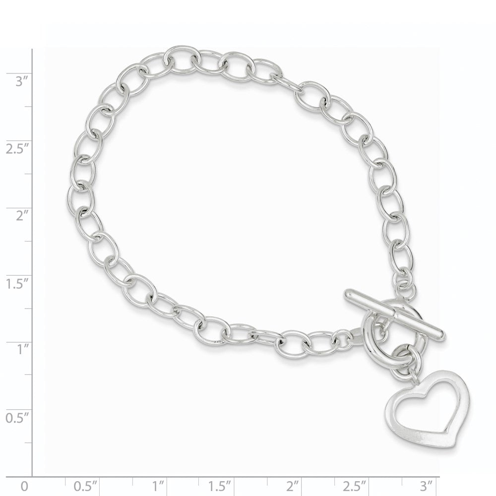 8.5 Inch Sterling Silver Open Link Heart Bracelet