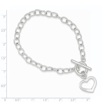 8.5 Inch Sterling Silver Open Link Heart Bracelet