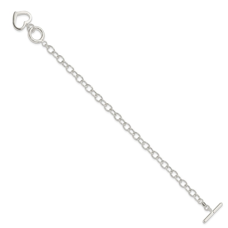 7.5 Inch Sterling Silver Open Link Heart Bracelet