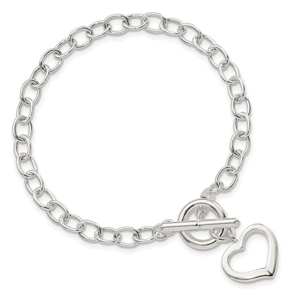 8.5 Inch Sterling Silver Open Link Heart Bracelet
