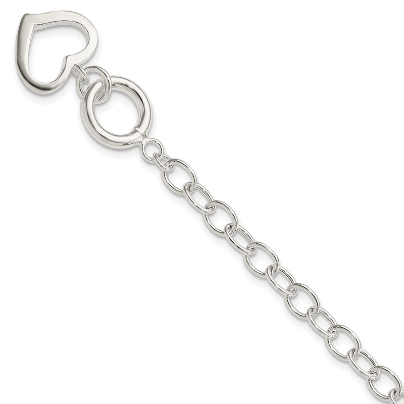 7.5 Inch Sterling Silver Open Link Heart Bracelet