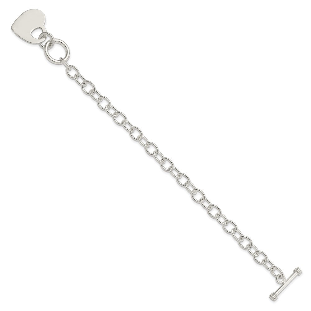8.5 Inch Sterling Silver Polished Engraveable Heart Bracelet