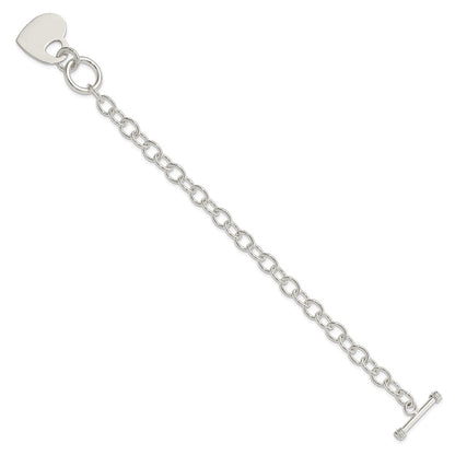 8.5 Inch Sterling Silver Polished Engraveable Heart Bracelet