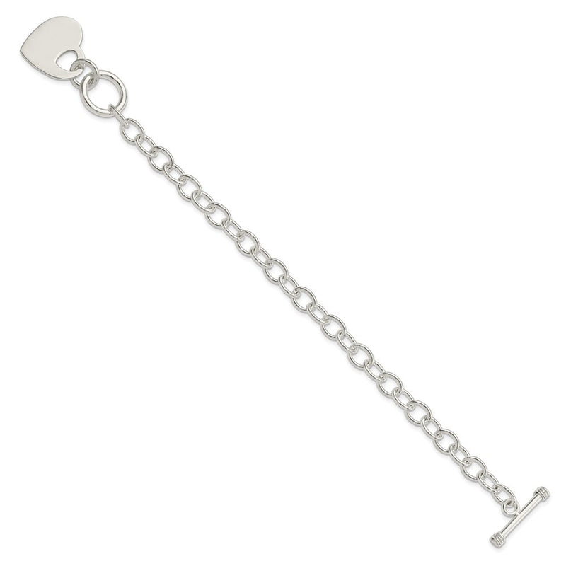 8.5 Inch Sterling Silver Polished Engraveable Heart Bracelet