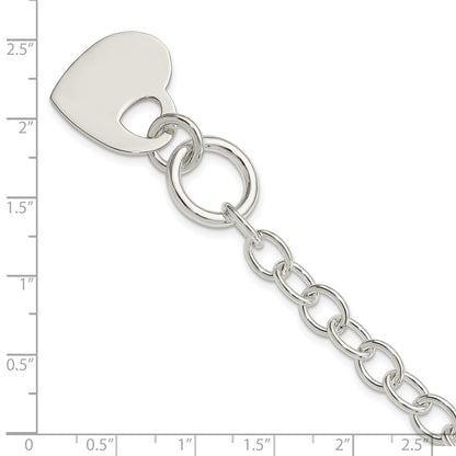 8.5 Inch Sterling Silver Polished Engraveable Heart Bracelet