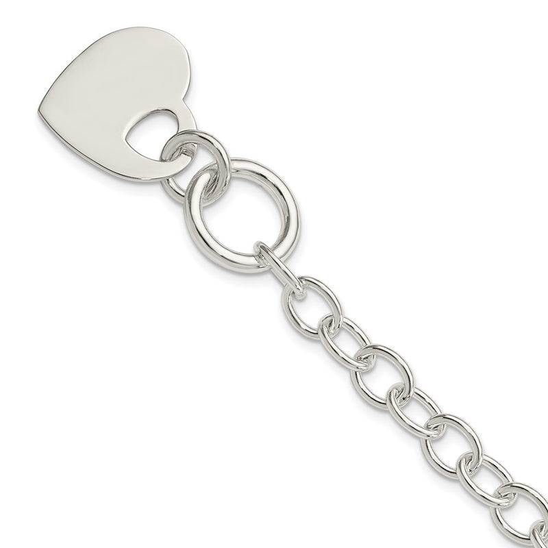 8.5 Inch Sterling Silver Polished Engraveable Heart Bracelet