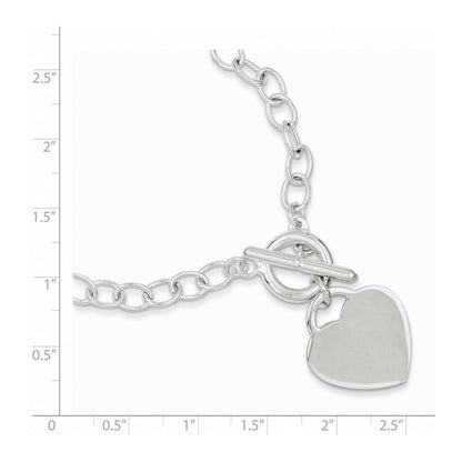 7.5 Inch Sterling Silver Oval Link Engraveable Heart Bracelet