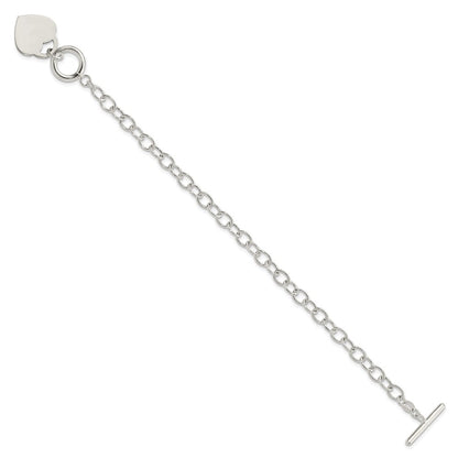8.5 Inch Sterling Silver Oval Link Engraveable Heart Bracelet