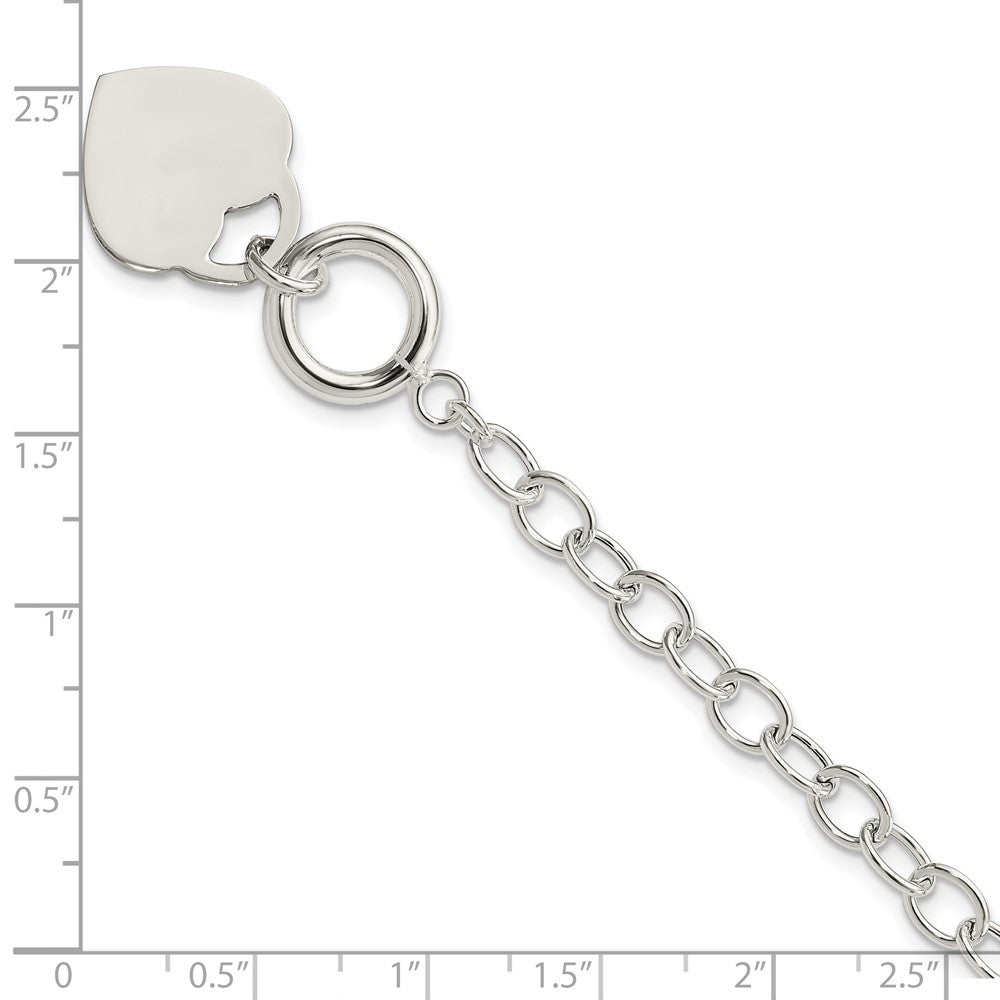 8.5 Inch Sterling Silver Oval Link Engraveable Heart Bracelet