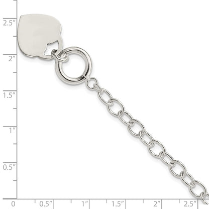 8.5 Inch Sterling Silver Oval Link Engraveable Heart Bracelet