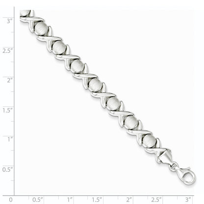 8 Inch Sterling Silver Polished And Satin X O Bracelet
