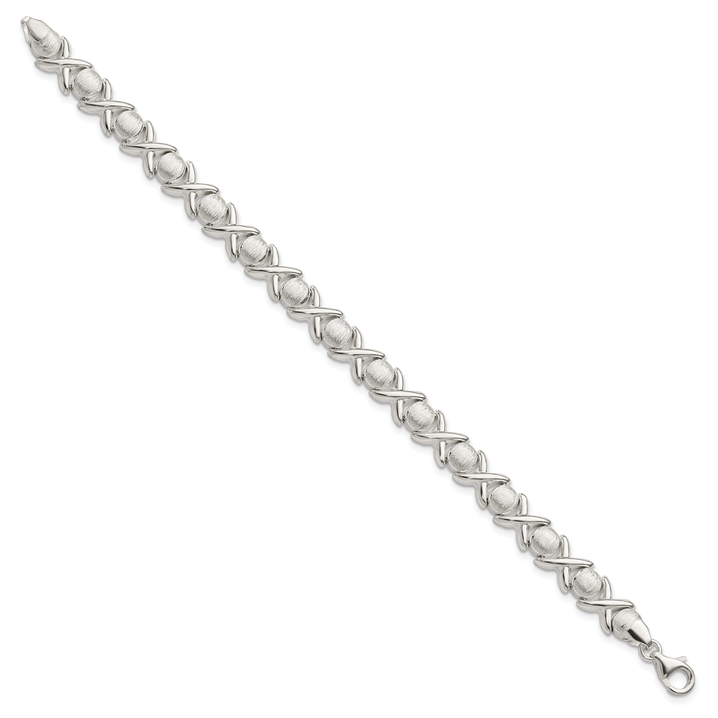 8 Inch Sterling Silver Polished And Satin X O Bracelet
