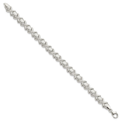8 Inch Sterling Silver Polished And Satin X O Bracelet