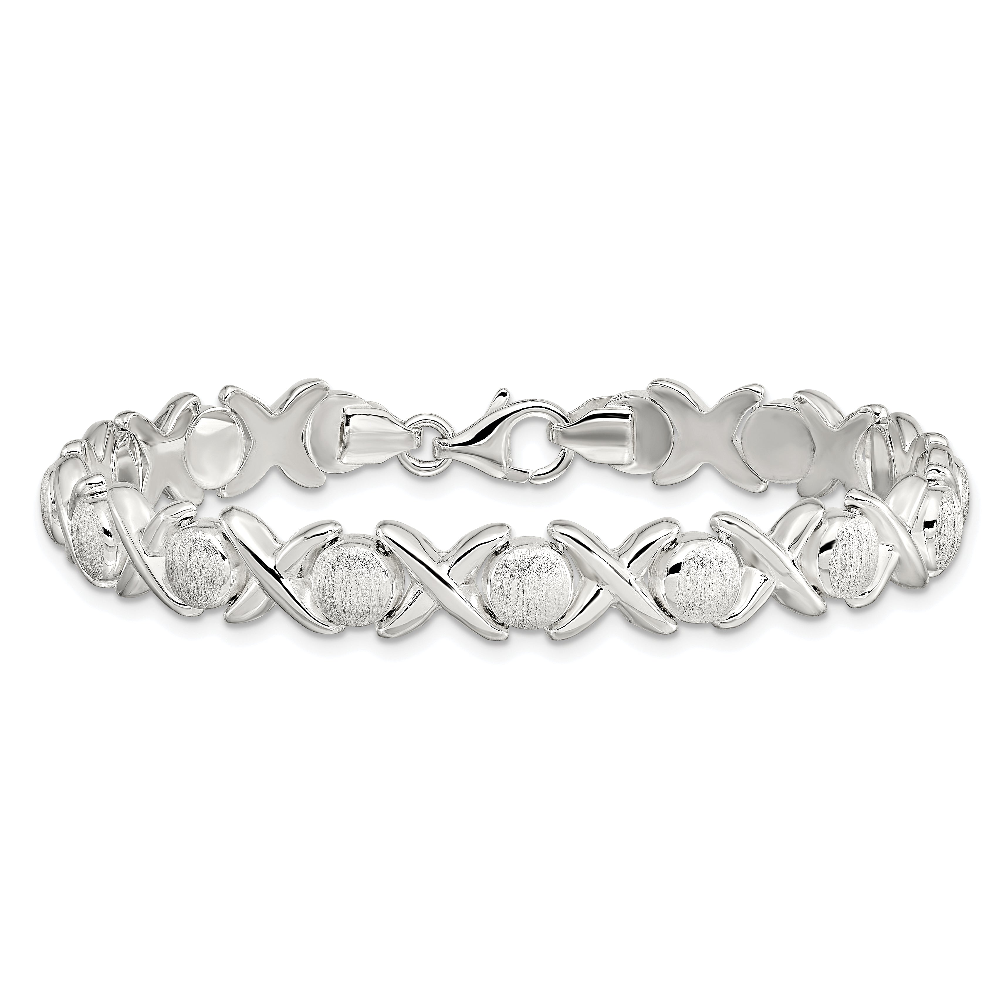8 Inch Sterling Silver Polished And Satin X O Bracelet