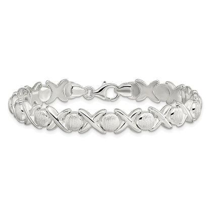 8 Inch Sterling Silver Polished And Satin X O Bracelet