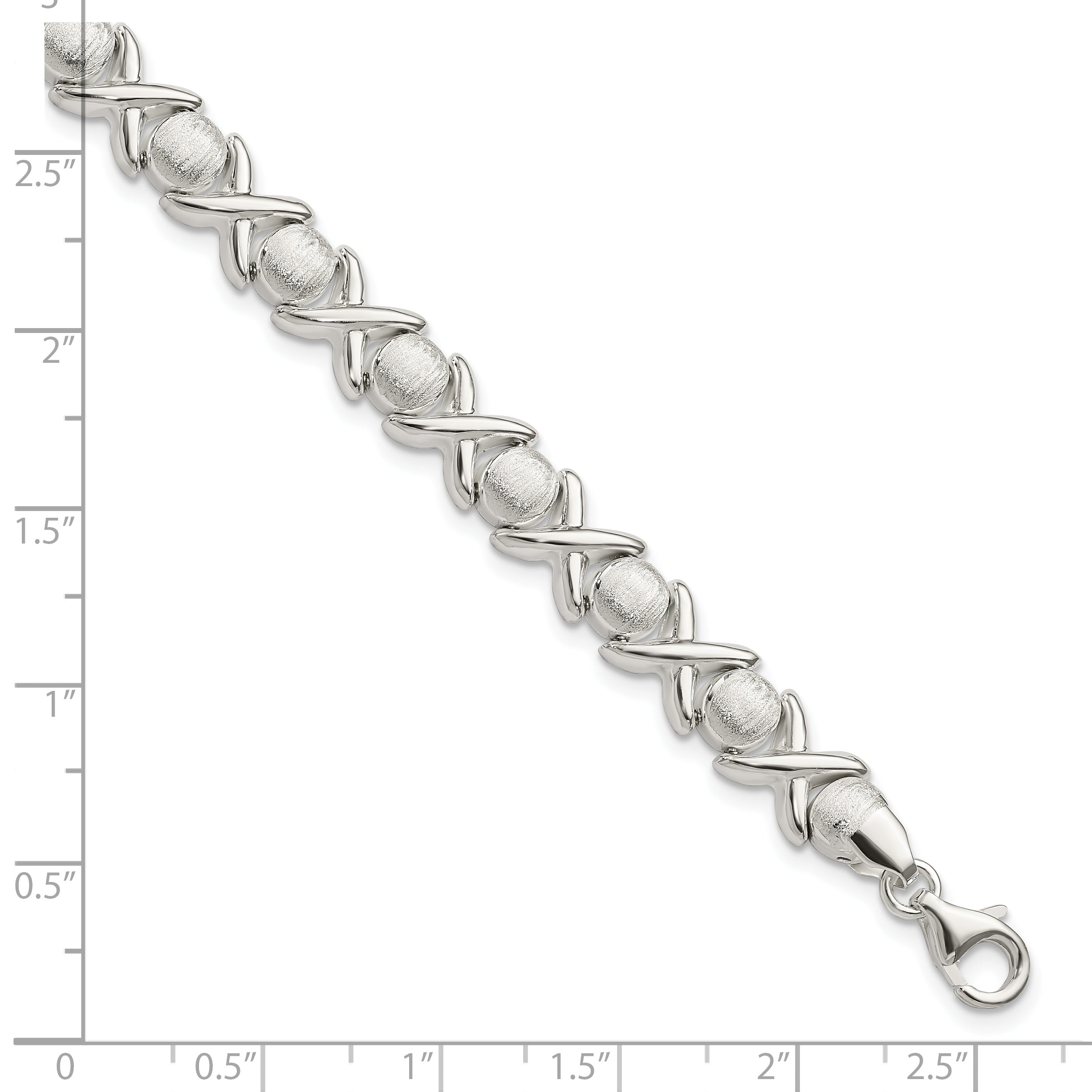 8 Inch Sterling Silver Polished And Satin X O Bracelet