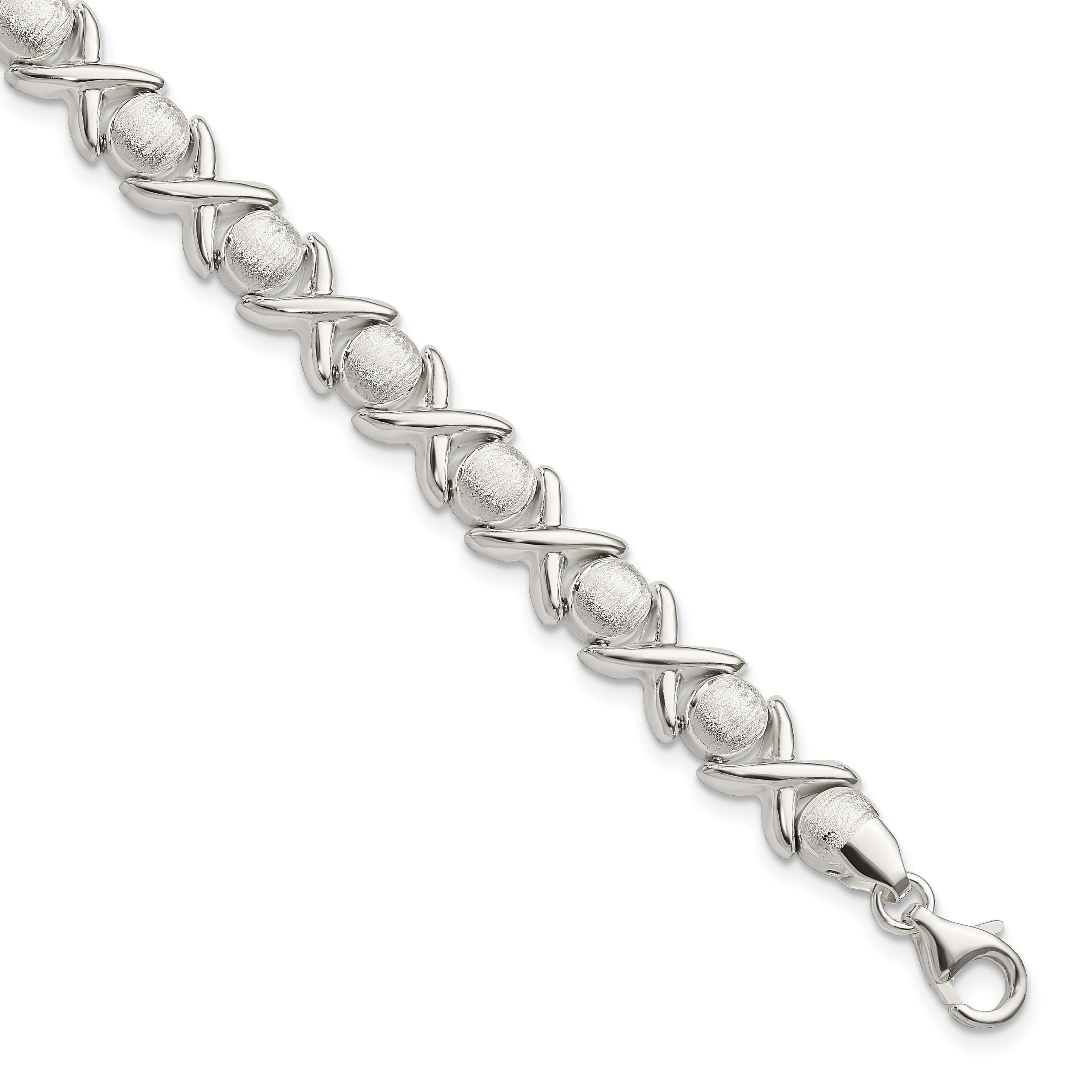 8 Inch Sterling Silver Polished And Satin X O Bracelet