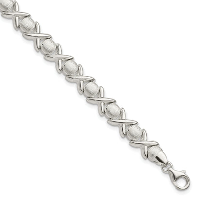 8 Inch Sterling Silver Polished And Satin X O Bracelet