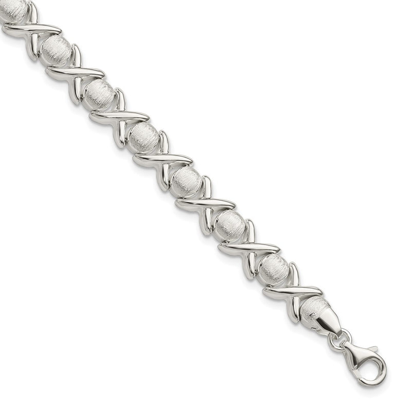 8 Inch Sterling Silver Polished And Satin X O Bracelet