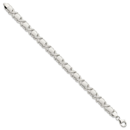 8 Inch Sterling Silver Polished And Satin X O Bracelet