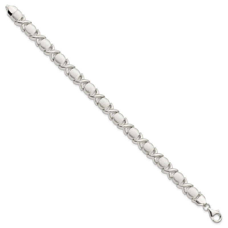 8 Inch Sterling Silver Polished And Satin X O Bracelet