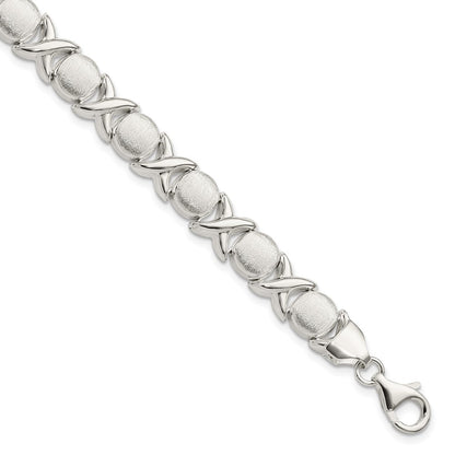 8 Inch Sterling Silver Polished And Satin X O Bracelet