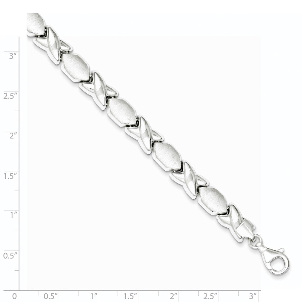 8 Inch Sterling Silver Polished And Satin X O Bracelet