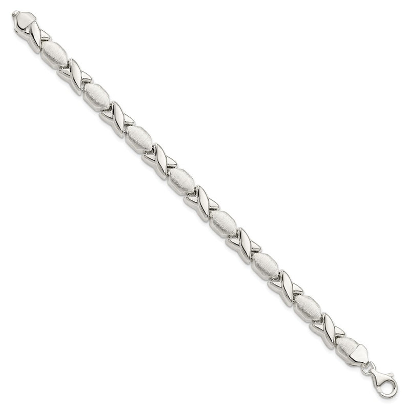 8 Inch Sterling Silver Polished And Satin X O Bracelet