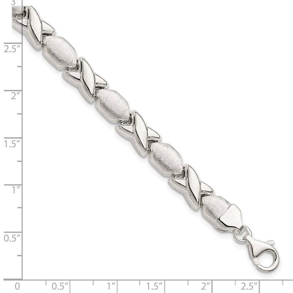 7 Inch Sterling Silver Polished And Satin X O Bracelet