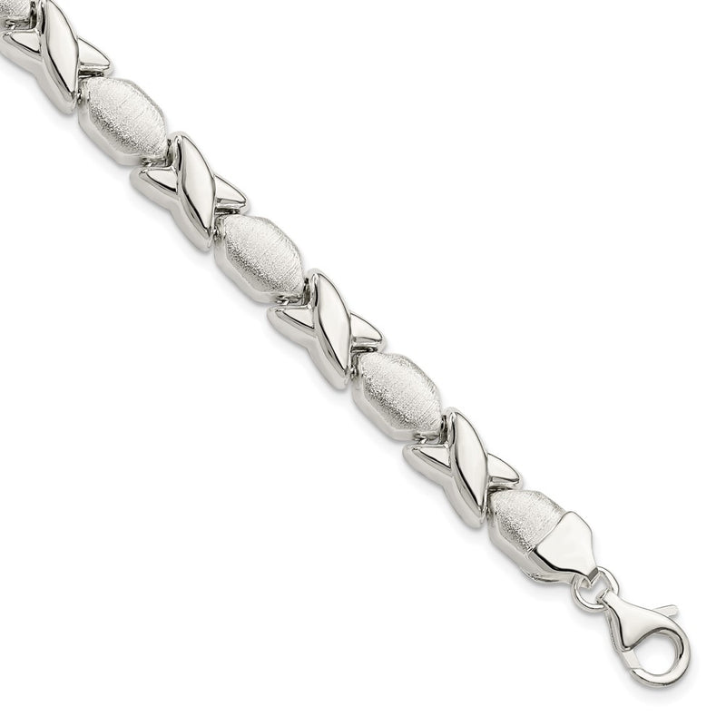 7 Inch Sterling Silver Polished And Satin X O Bracelet