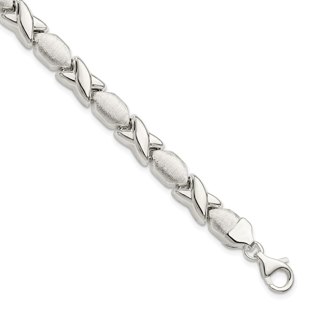8 Inch Sterling Silver Polished And Satin X O Bracelet