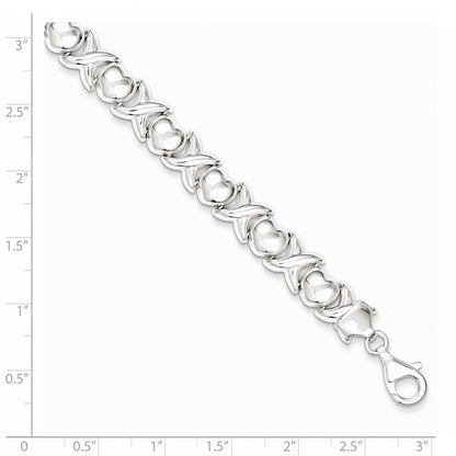 8 Inch Sterling Silver Polished X And O Bracelet