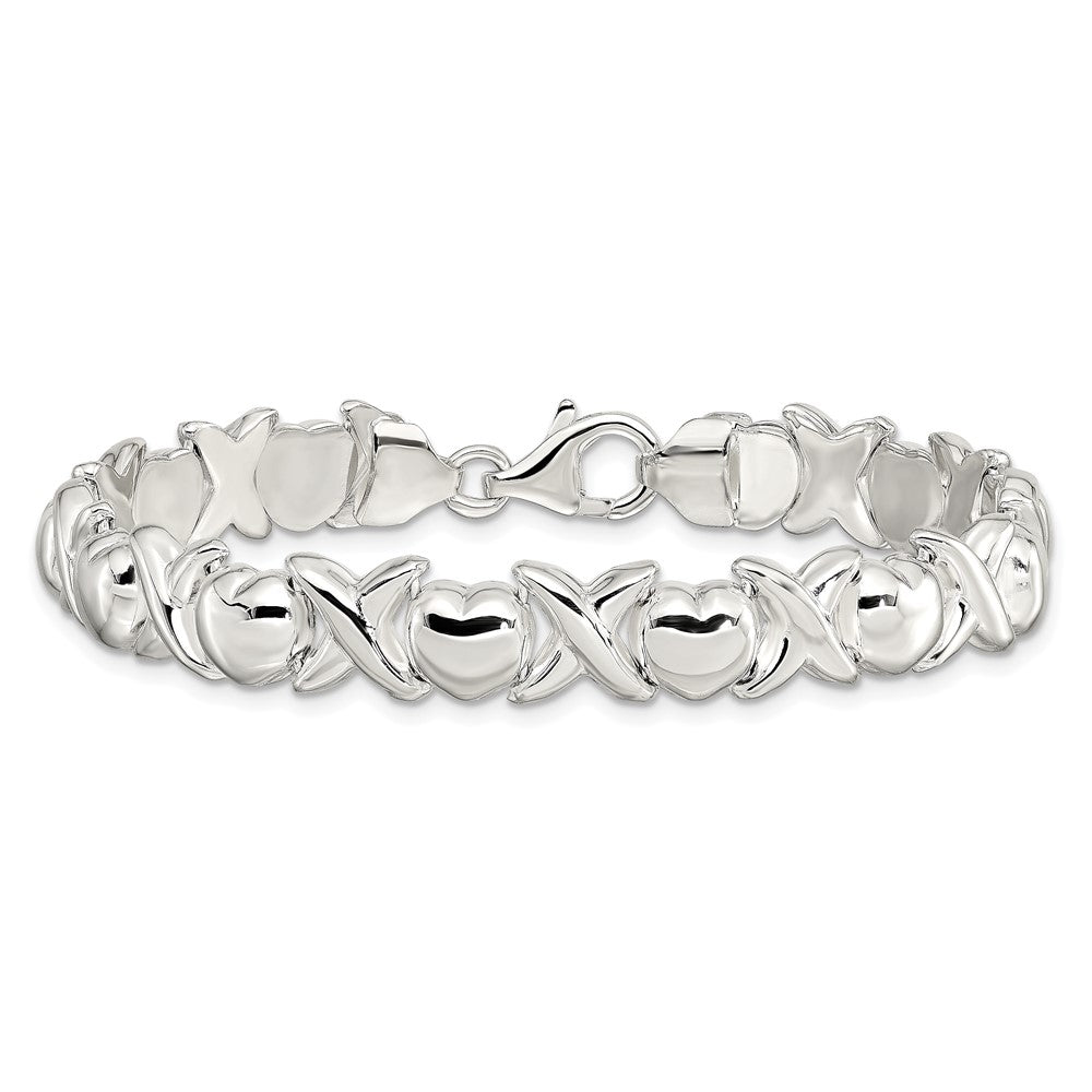 8 Inch Sterling Silver Polished X And O Bracelet