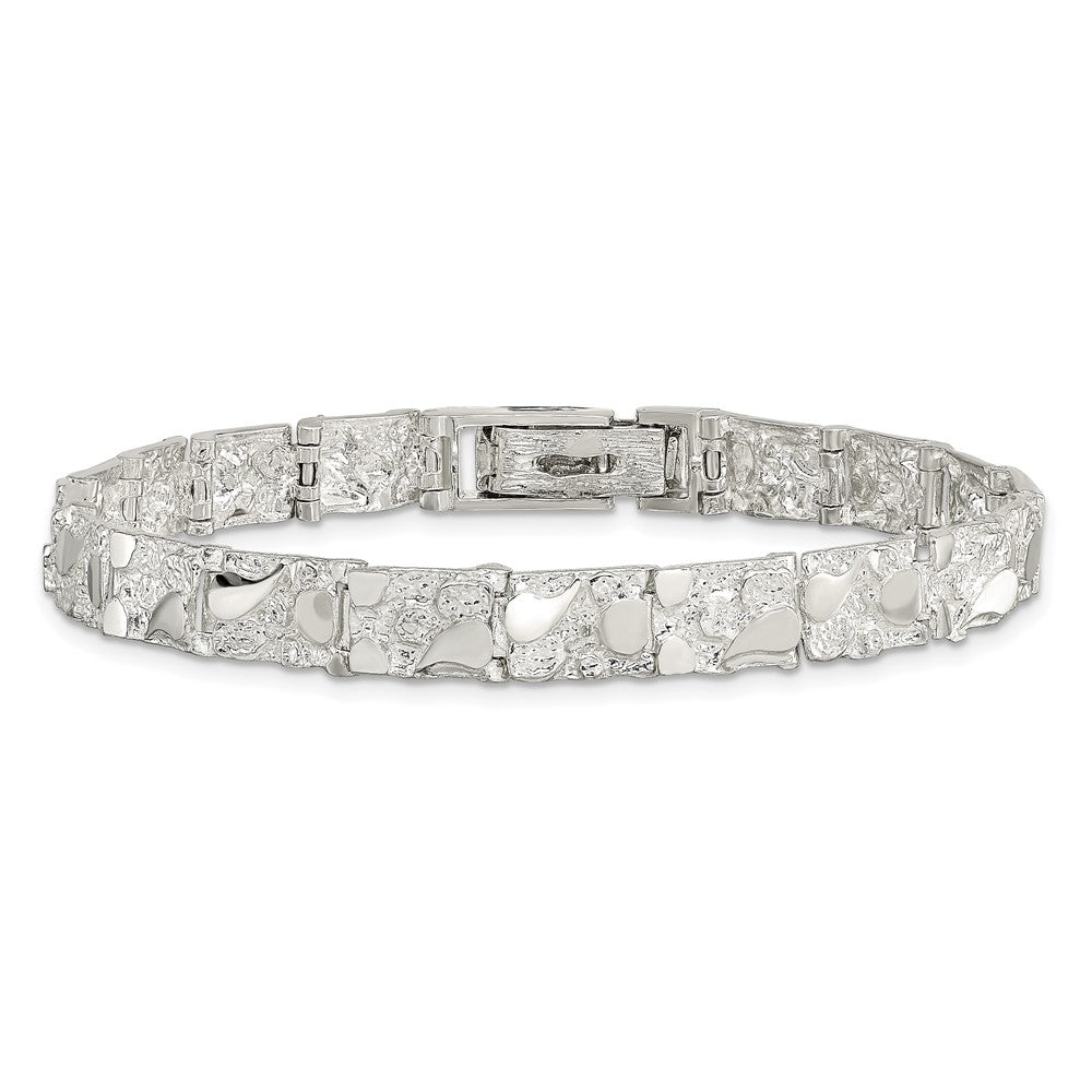 8 Inch Sterling Silver 7mm Nugget Bracelet